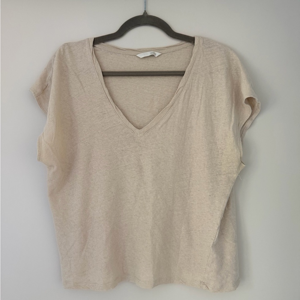 Zara linen v neck tee